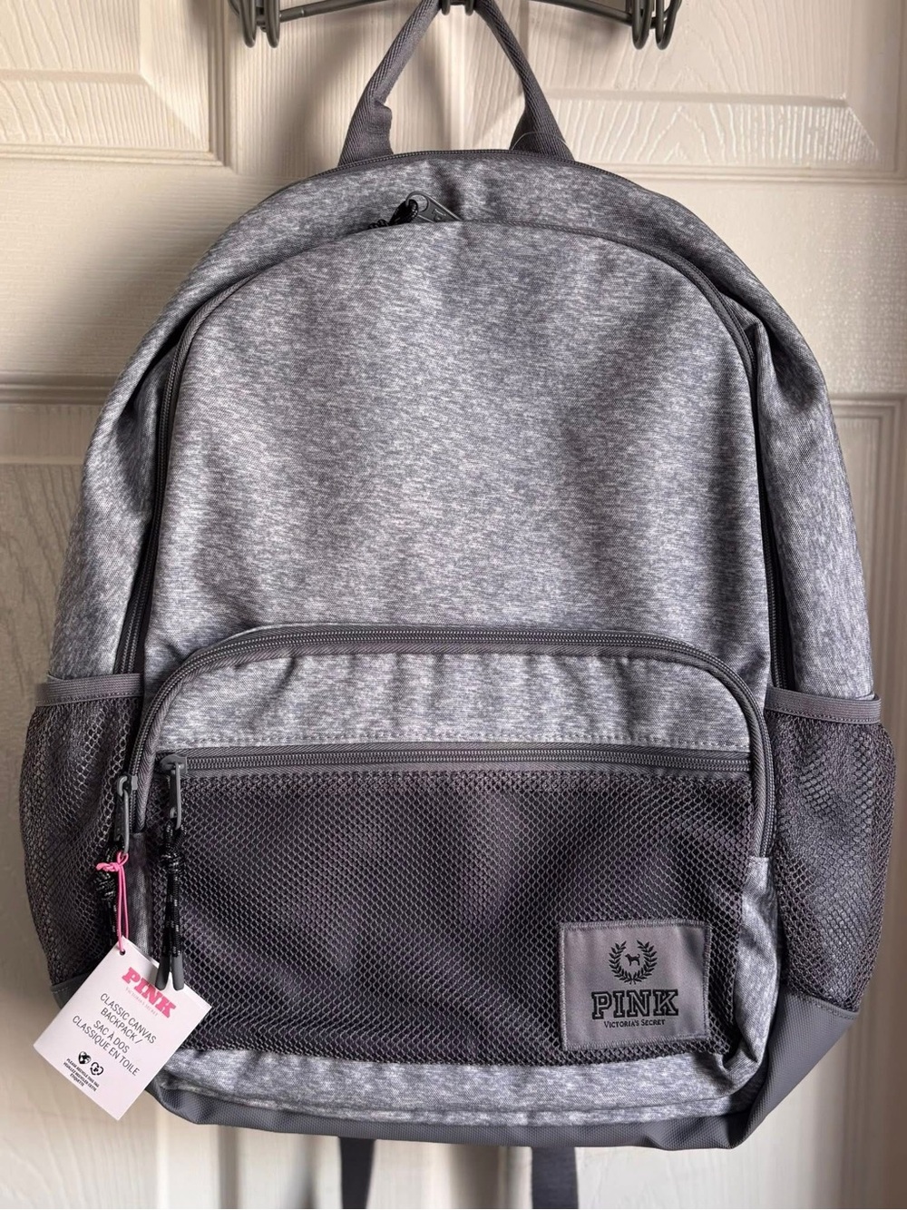 PINK Victoria's Secret Gray  Backpack with Mesh Front Pocket